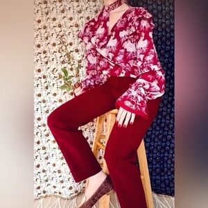 Talbots ❉ Signature Straight Leg Ponte Pants Slacks Burgundy Mulberry 2 Petite